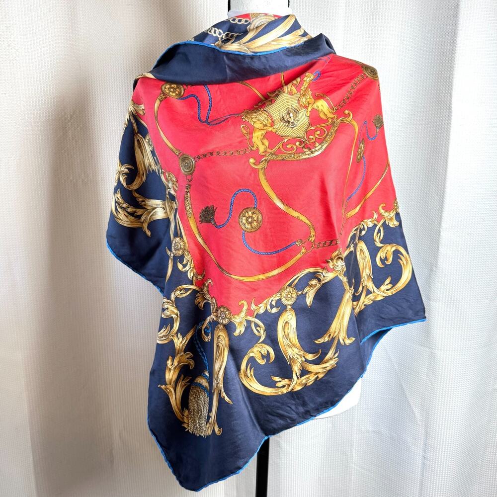 Vintage Saks Fifth Avenue Scarf 100% Silk Made in Italy Royalty Baroque Lion EUC